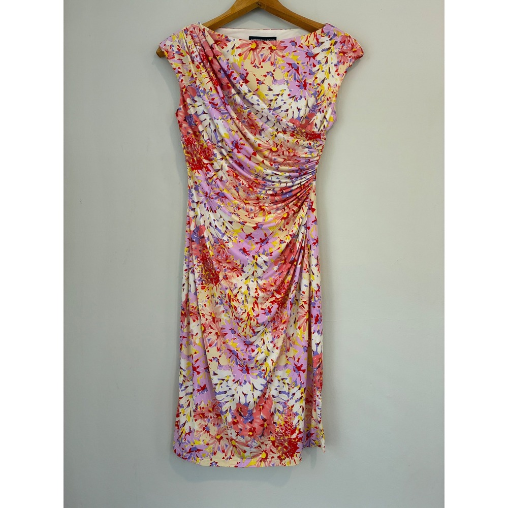 American Living Floral Print Sleeveless Ruched Sheath Dress,‎ Size 4